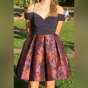 Elegant Floral Skirt in Pink and blue